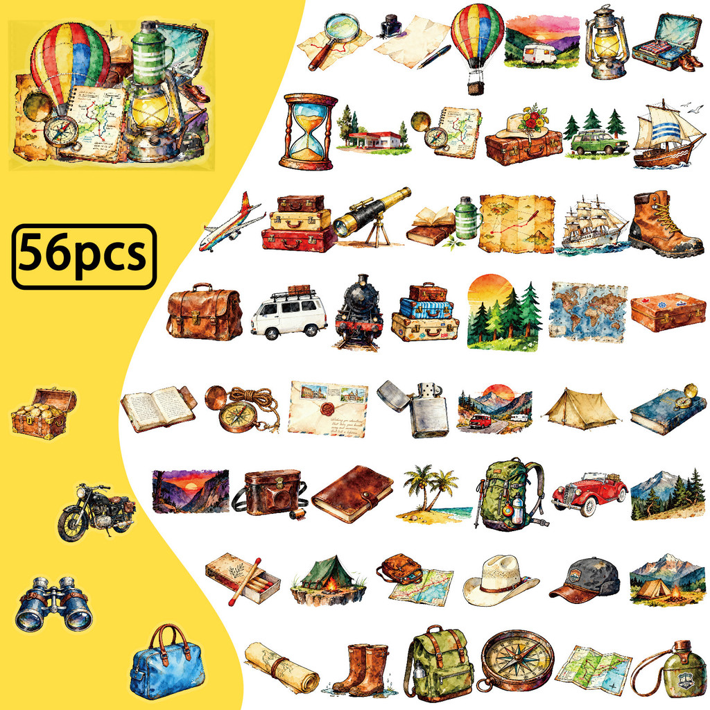 Outdoor Adventure Store - 56개 여행 및 야외용 PET 스티커