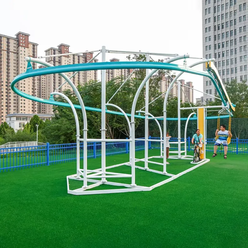 Outdoor Adventure Farm - 무동력 인력 페달 지플라인, 2인용, 낙하