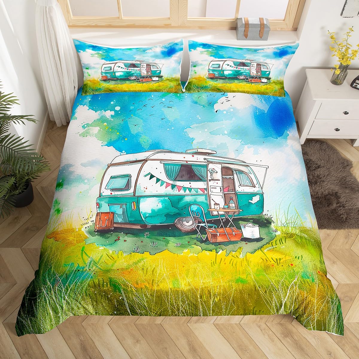 해피 캠핑 이불 커버 캠퍼 침구 세트 식물 야외 여행  - Outdoor Adventure Quilt 리뷰 및 가격