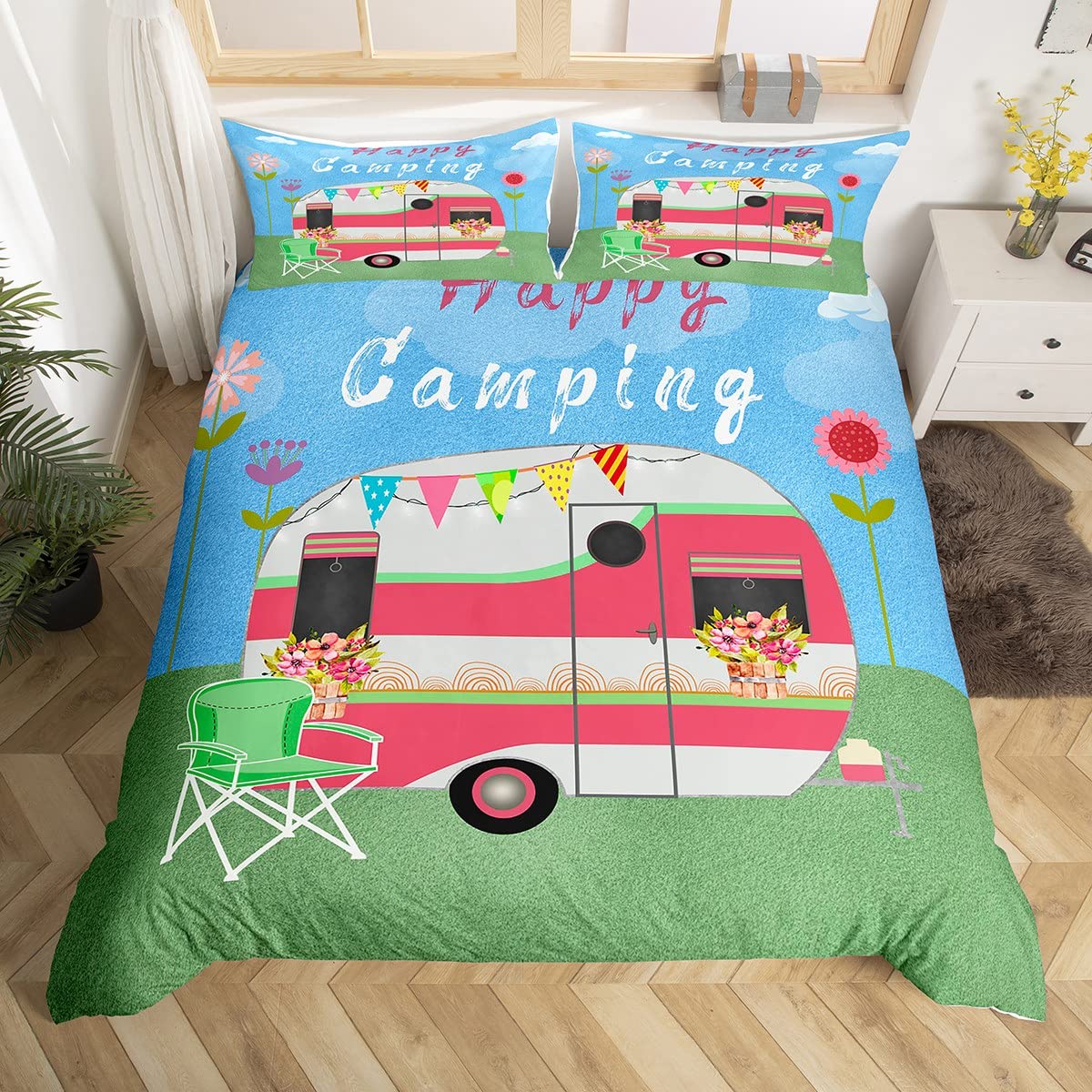 해피 캠핑 이불 커버, 캠핑 침구 세트, 식물 야외 여 - Outdoor Adventure Quilt 리뷰 및 가격