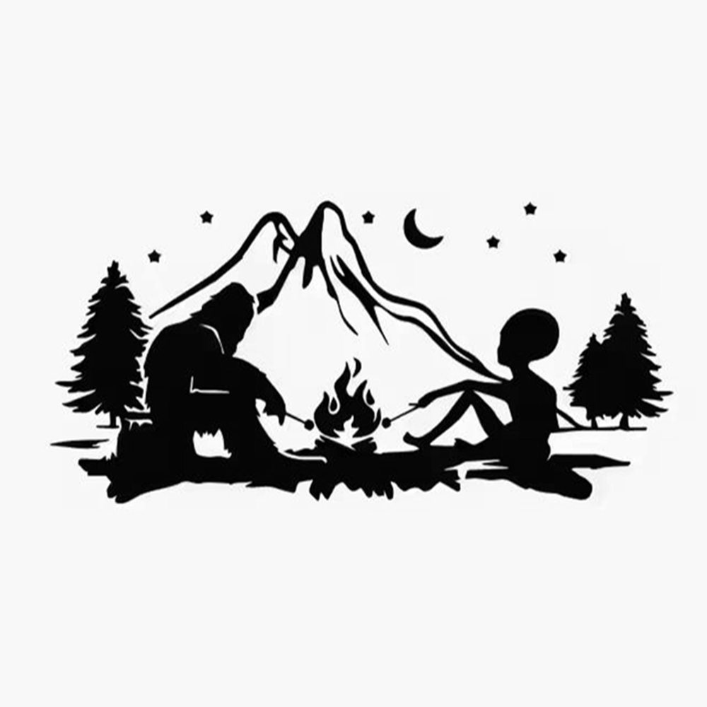 외계인과 빅풋 캠프파이어 비닐 데칼, RV 캠퍼 밴을  - Outdoor Adventure Rv 리뷰 및 가격
